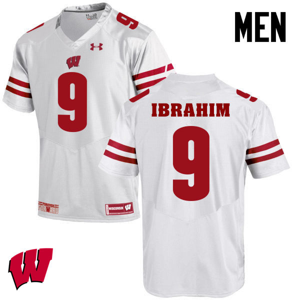 Wisconsin Badgers Men's #9 Rachid Ibrahim NCAA Under Armour Authentic White College Stitched Football Jersey DR40Z52UL